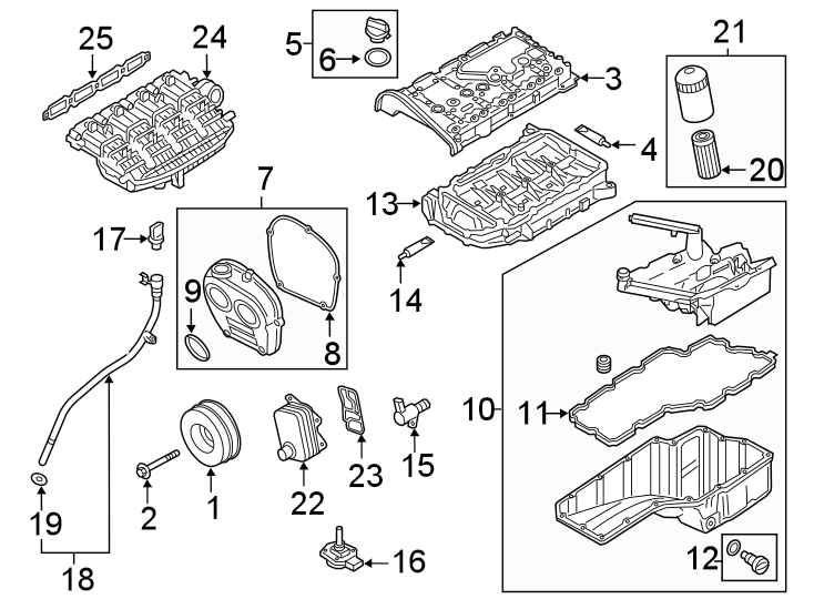 Diagram Engine / transaxle. Engine parts. for your 2022 Audi A7   