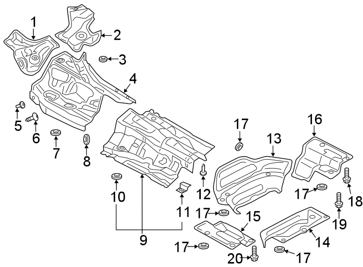 9Exhaust system. Heat shields.https://images.simplepart.com/images/parts/motor/fullsize/1332299.png