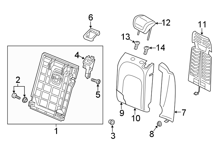 Seats & tracks. Rear seat components.