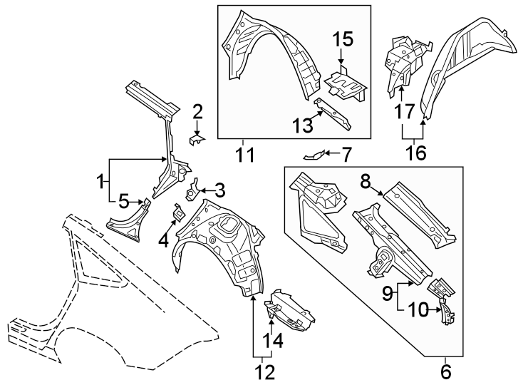 2Quarter panel. Inner structure.https://images.simplepart.com/images/parts/motor/fullsize/1332695.png