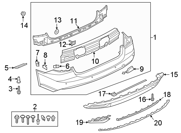 19Rear bumper. Bumper & components.https://images.simplepart.com/images/parts/motor/fullsize/1332850.png