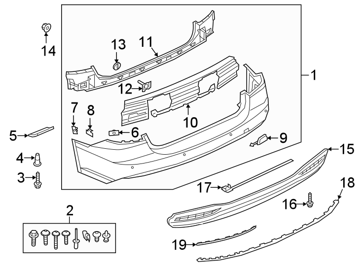 19Rear bumper. Bumper & components.https://images.simplepart.com/images/parts/motor/fullsize/1332865.png