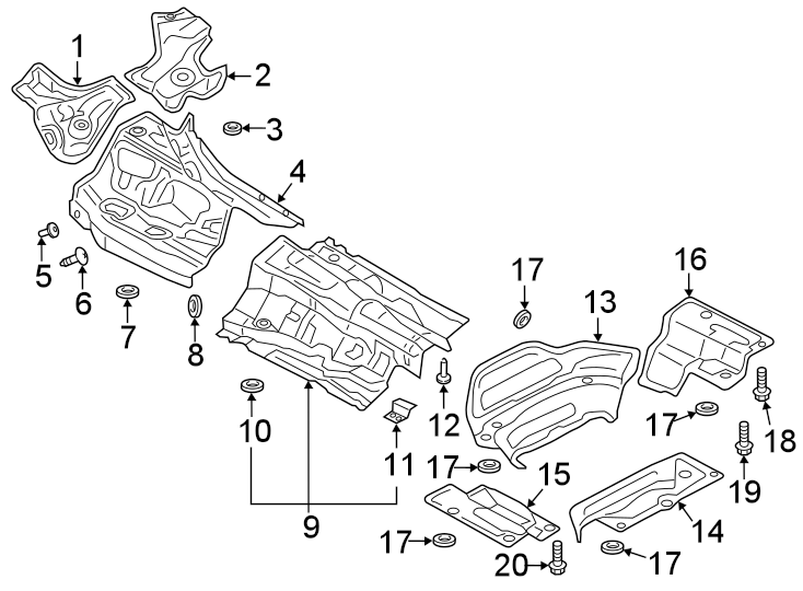 9Exhaust system. Heat shields.https://images.simplepart.com/images/parts/motor/fullsize/1333305.png