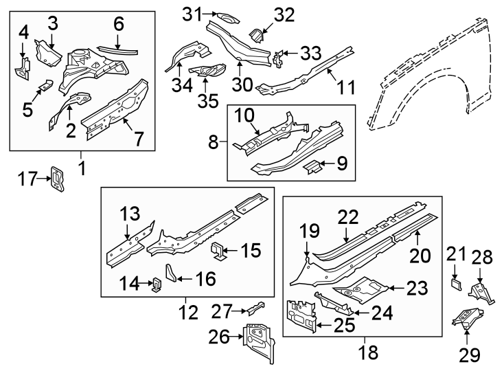 27Fender. Structural components & rails.https://images.simplepart.com/images/parts/motor/fullsize/1335135.png