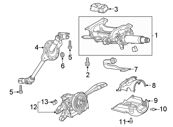 12Steering column assembly.https://images.simplepart.com/images/parts/motor/fullsize/1335370.png