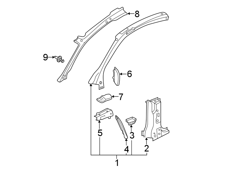 5Pillars. Rocker & floor. Hinge pillar.https://images.simplepart.com/images/parts/motor/fullsize/1335595.png