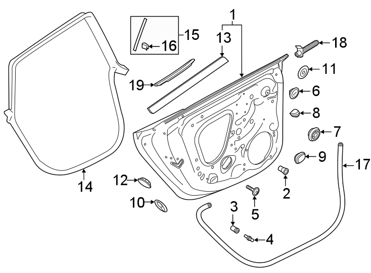 19Rear door. Door & components. Exterior trim.https://images.simplepart.com/images/parts/motor/fullsize/1335735.png