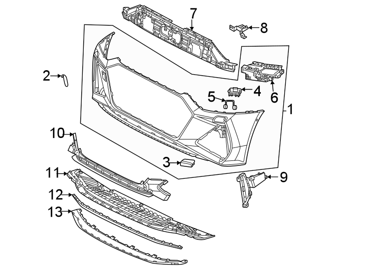 7Front bumper & grille. Bumper cover.https://images.simplepart.com/images/parts/motor/fullsize/1337005.png