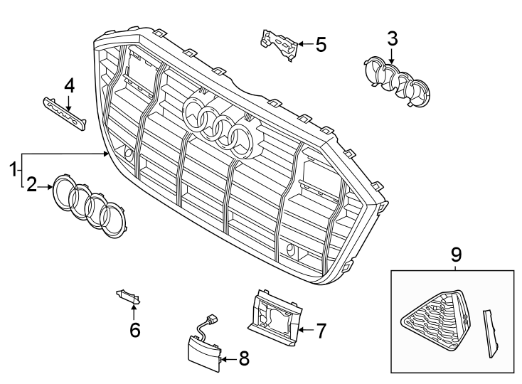 8Front bumper & grille. Grille & components.https://images.simplepart.com/images/parts/motor/fullsize/1337015.png