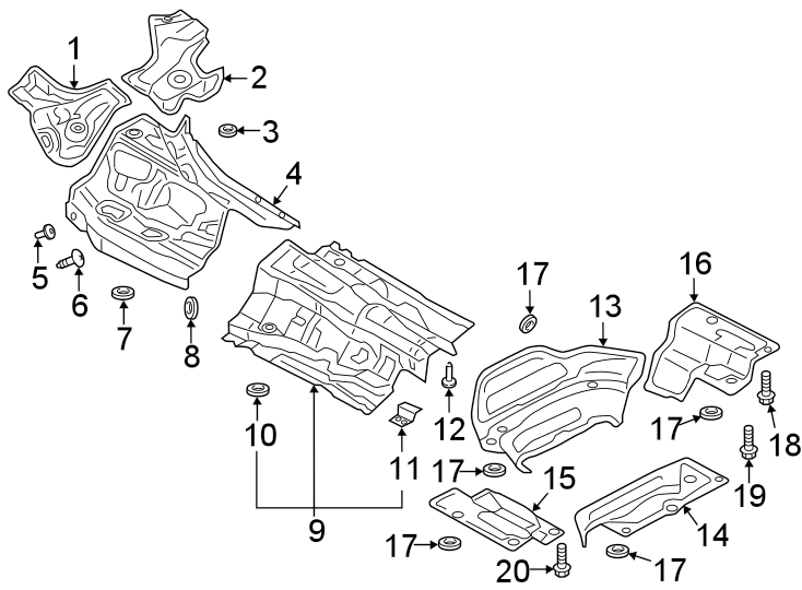 9Exhaust system. Heat shields.https://images.simplepart.com/images/parts/motor/fullsize/1337290.png