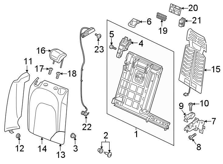 Seats & tracks. Rear seat components.