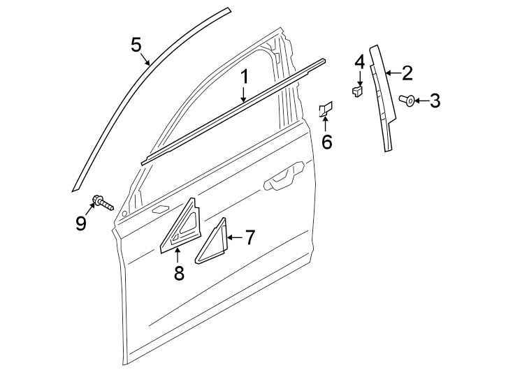 1Front door. Exterior trim.https://images.simplepart.com/images/parts/motor/fullsize/1337615.png