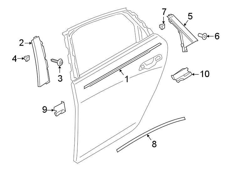 1Rear door. Exterior trim.https://images.simplepart.com/images/parts/motor/fullsize/1337650.png