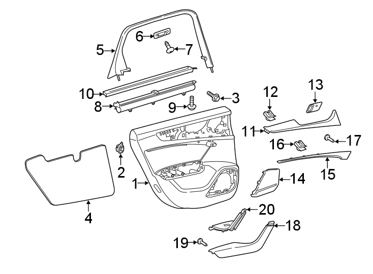 14Rear door. Interior trim.https://images.simplepart.com/images/parts/motor/fullsize/1337665.png