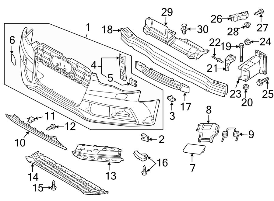 23FRONT BUMPER & GRILLE. BUMPER & COMPONENTS.https://images.simplepart.com/images/parts/motor/fullsize/1340011.png