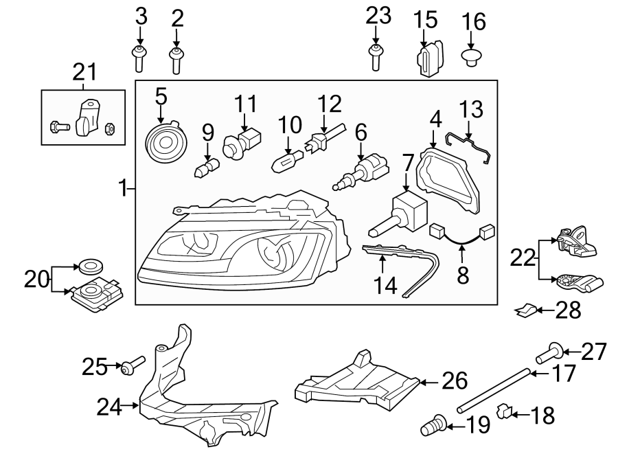 11FRONT LAMPS. HEADLAMP COMPONENTS.https://images.simplepart.com/images/parts/motor/fullsize/1340025.png