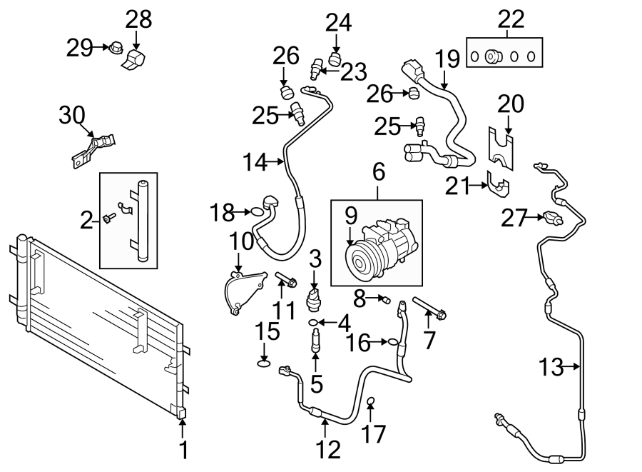 AIR CONDITIONER & HEATER. COMPRESSOR & LINES. CONDENSER.