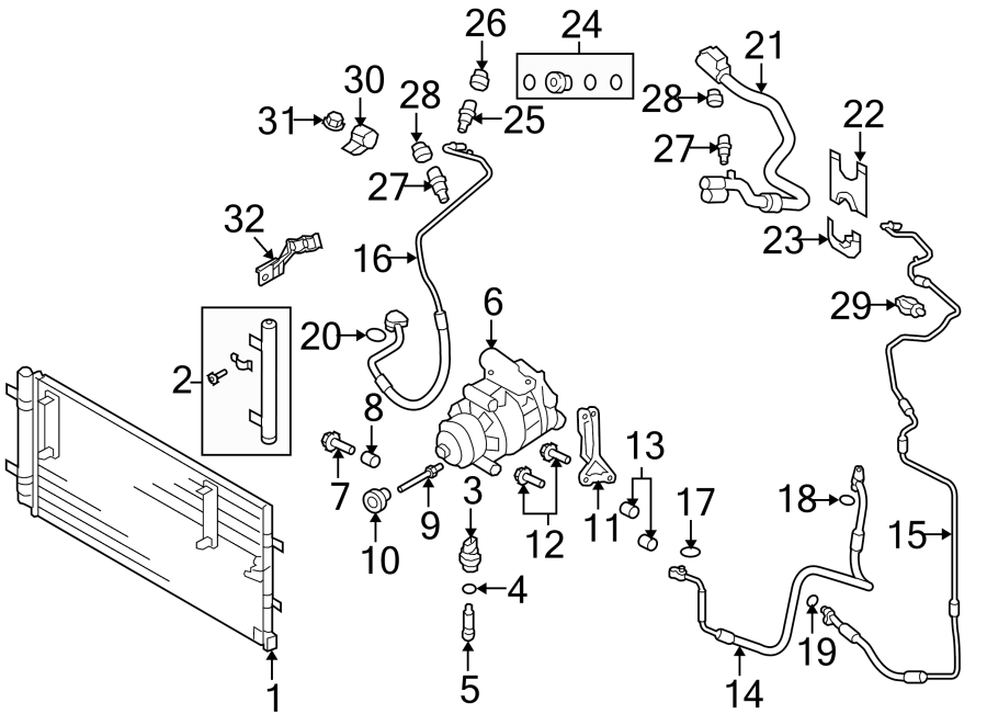 19AIR CONDITIONER & HEATER. COMPRESSOR & LINES. CONDENSER.https://images.simplepart.com/images/parts/motor/fullsize/1340130.png