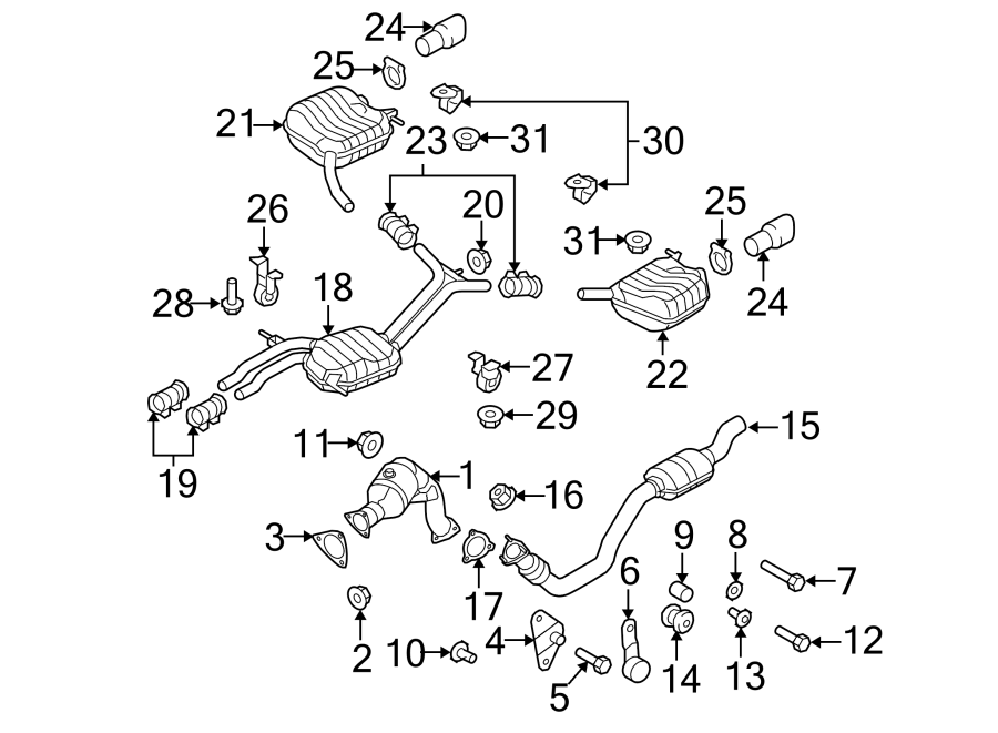 EXHAUST SYSTEM. EXHAUST COMPONENTS.