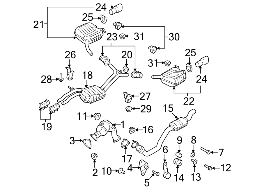 EXHAUST SYSTEM. EXHAUST COMPONENTS.