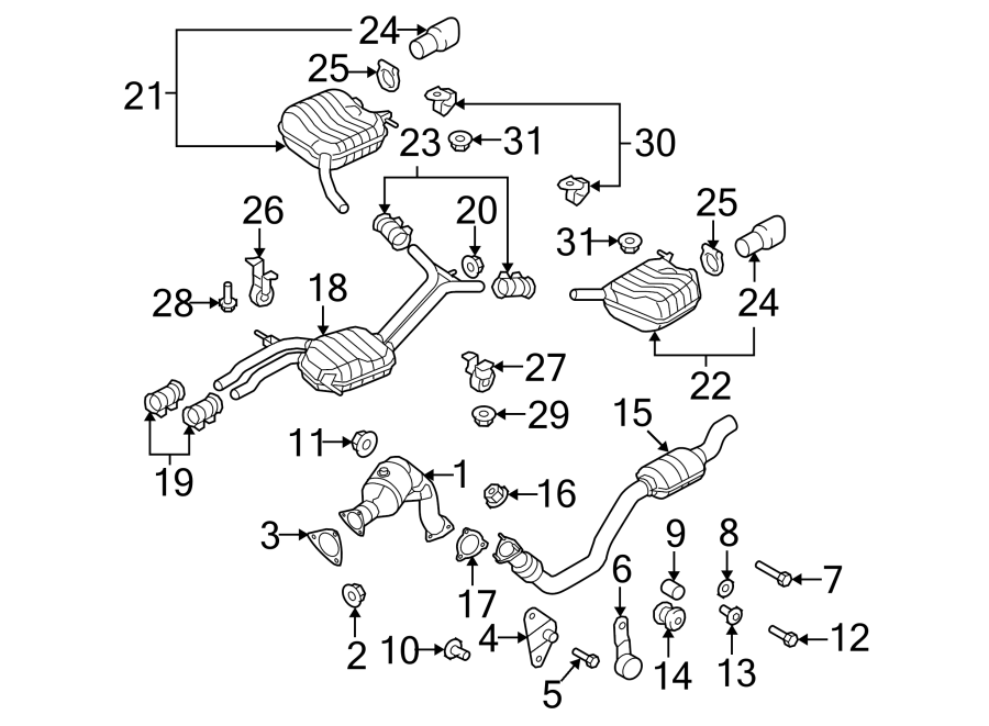 EXHAUST SYSTEM. EXHAUST COMPONENTS.