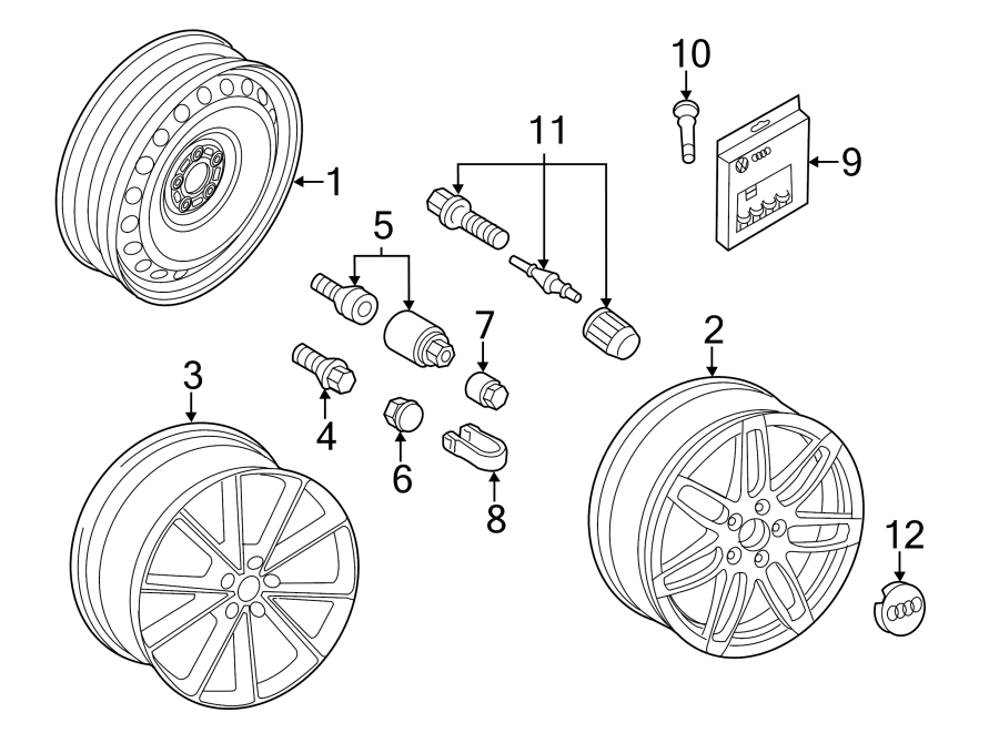 Diagram WHEELS. COVERS & TRIM. for your Audi SQ8  