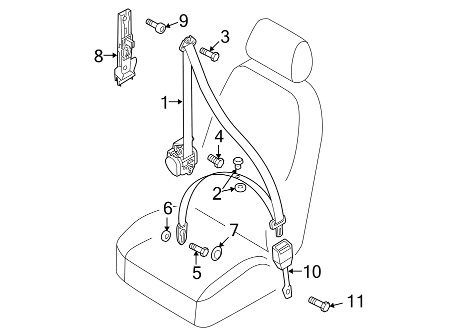 RESTRAINT SYSTEMS. FRONT SEAT BELTS.