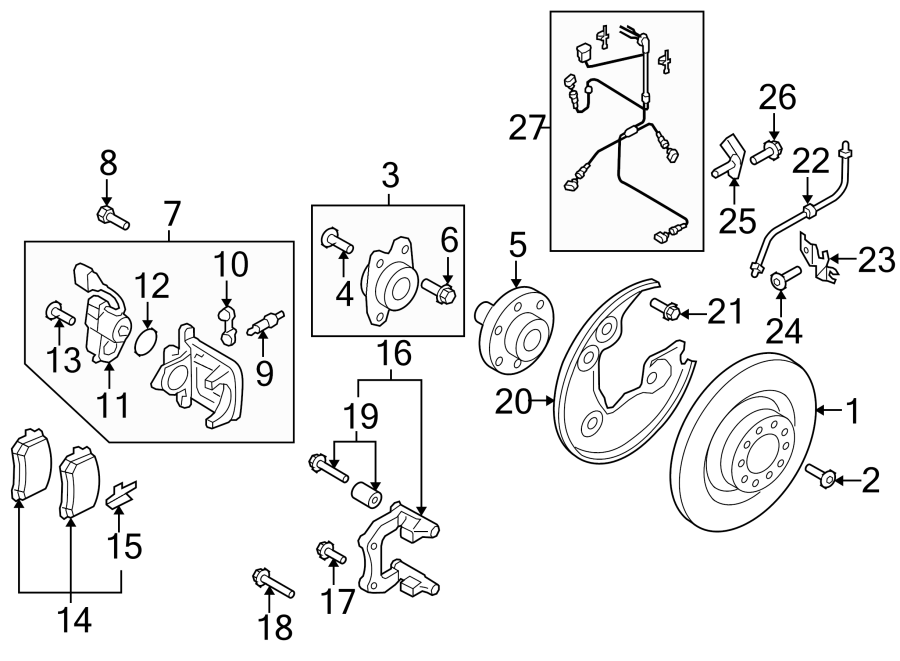 Diagram REAR SUSPENSION. BRAKE COMPONENTS. for your Audi S7  