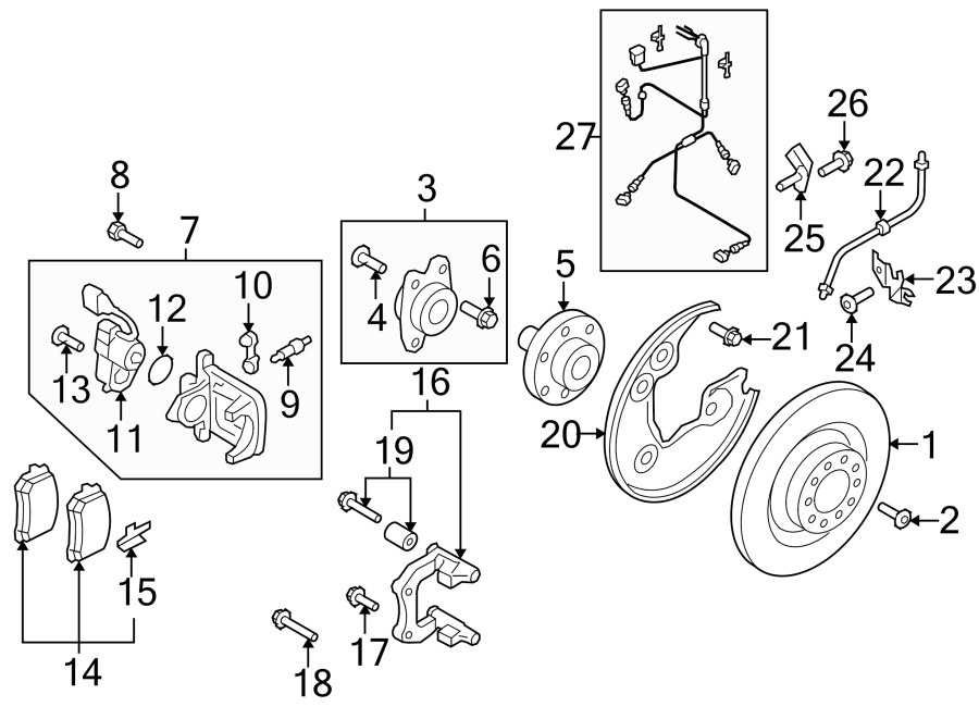 Diagram REAR SUSPENSION. BRAKE COMPONENTS. for your Audi S7  