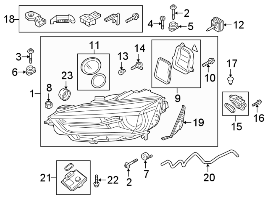 FRONT LAMPS. HEADLAMP COMPONENTS.