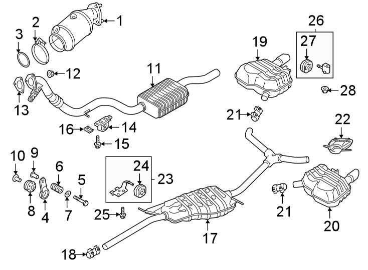 Exhaust system. Exhaust components.