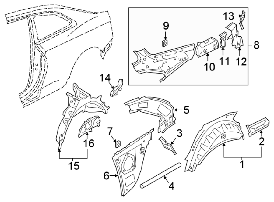 QUARTER PANEL. INNER STRUCTURE.