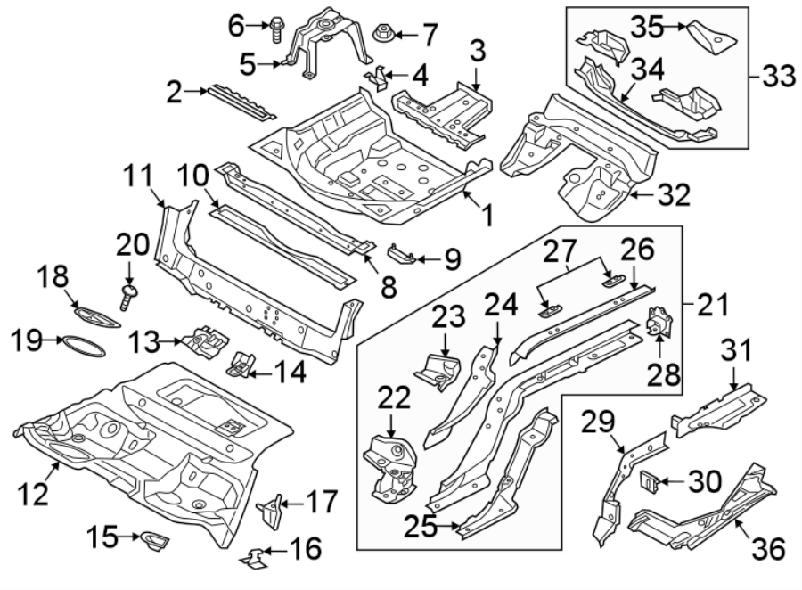 Rear body & floor. Floor & rails.