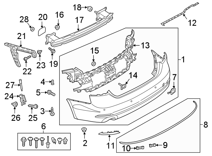 REAR BUMPER. BUMPER & COMPONENTS.