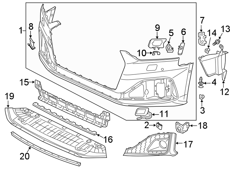 16Front bumper & grille. Bumper & components.https://images.simplepart.com/images/parts/motor/fullsize/1343007.png