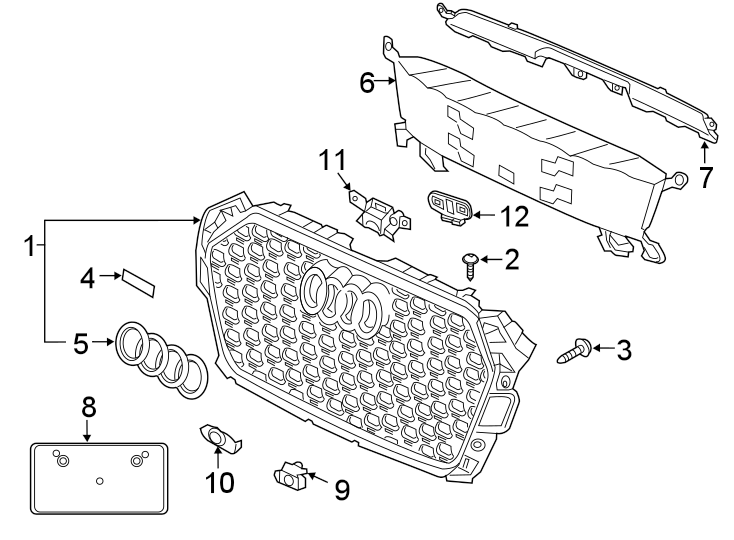 6FRONT BUMPER & GRILLE. GRILLE & COMPONENTS.https://images.simplepart.com/images/parts/motor/fullsize/1343016.png