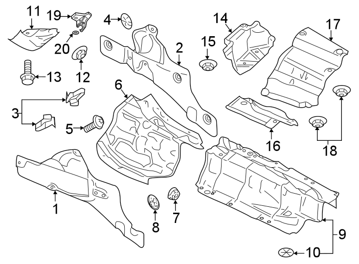 EXHAUST SYSTEM. HEAT SHIELDS.