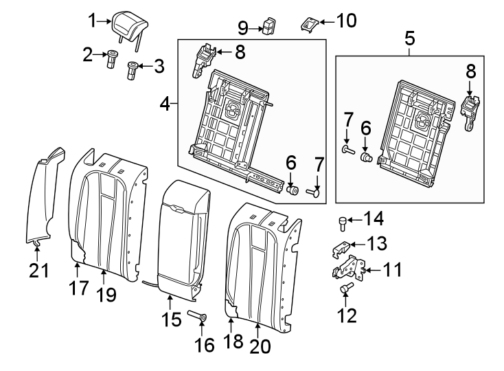 Seats & tracks. Rear seat components.