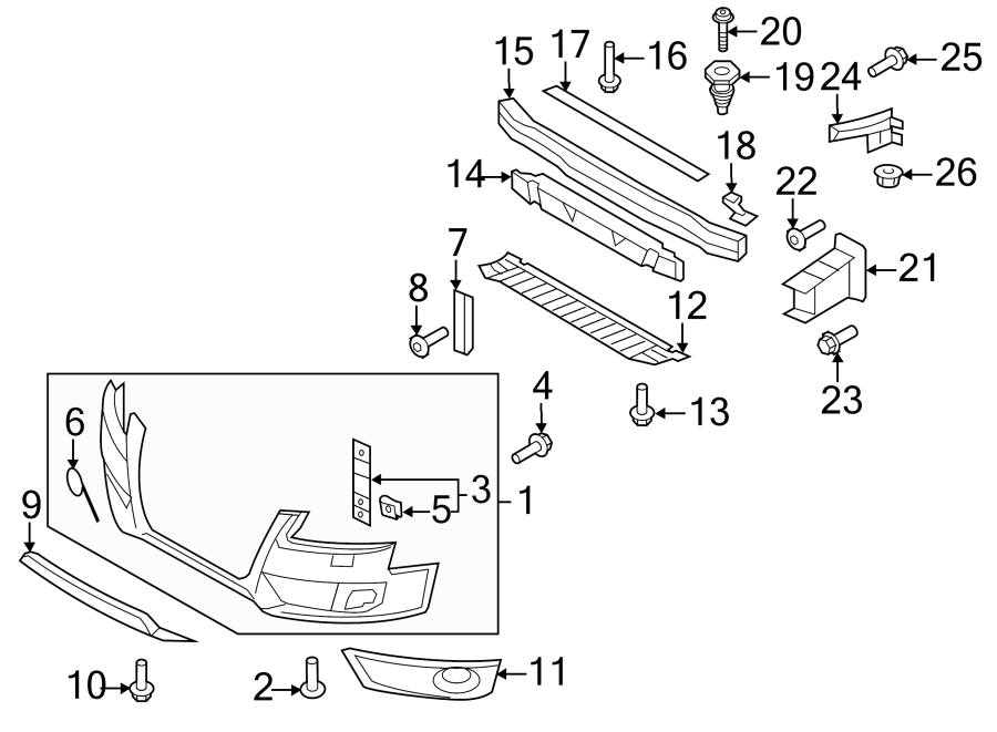 9FRONT BUMPER & GRILLE. BUMPER & COMPONENTS.https://images.simplepart.com/images/parts/motor/fullsize/1345010.png