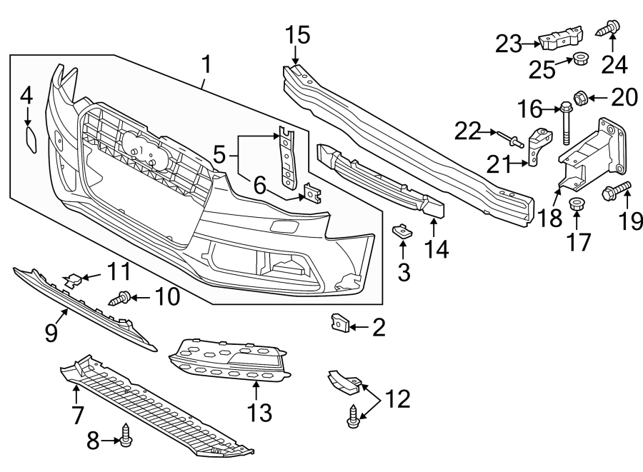 18Front bumper & grille. Bumper & components.https://images.simplepart.com/images/parts/motor/fullsize/1345011.png