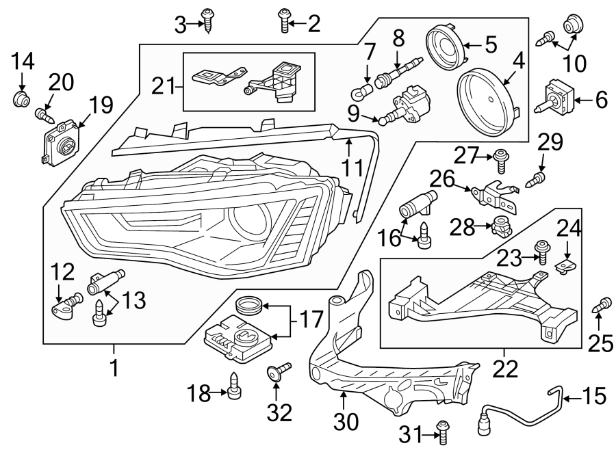 FRONT LAMPS. HEADLAMP COMPONENTS.