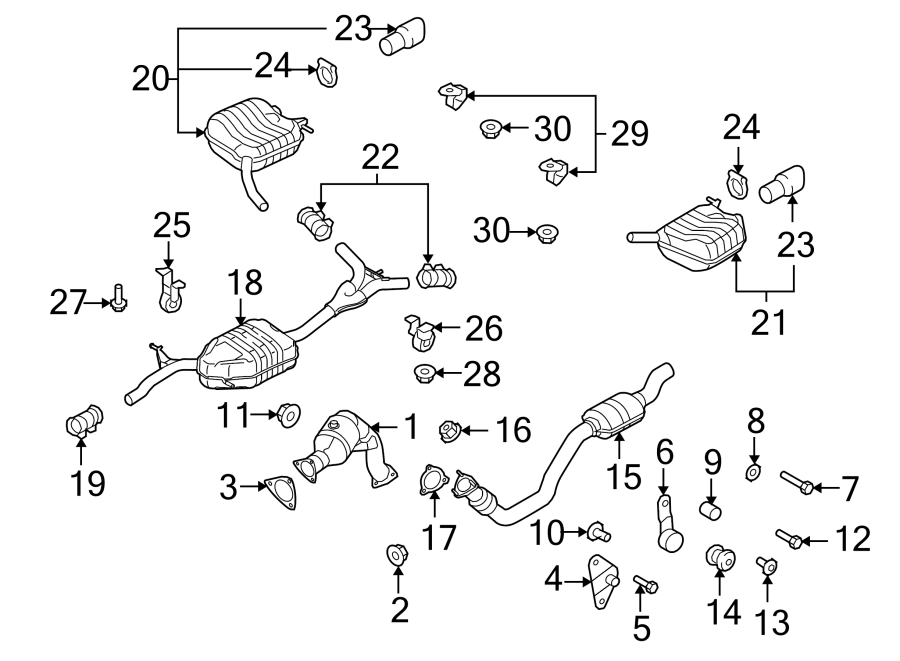 Diagram Exhaust system. Exhaust components. for your Audi SQ5  