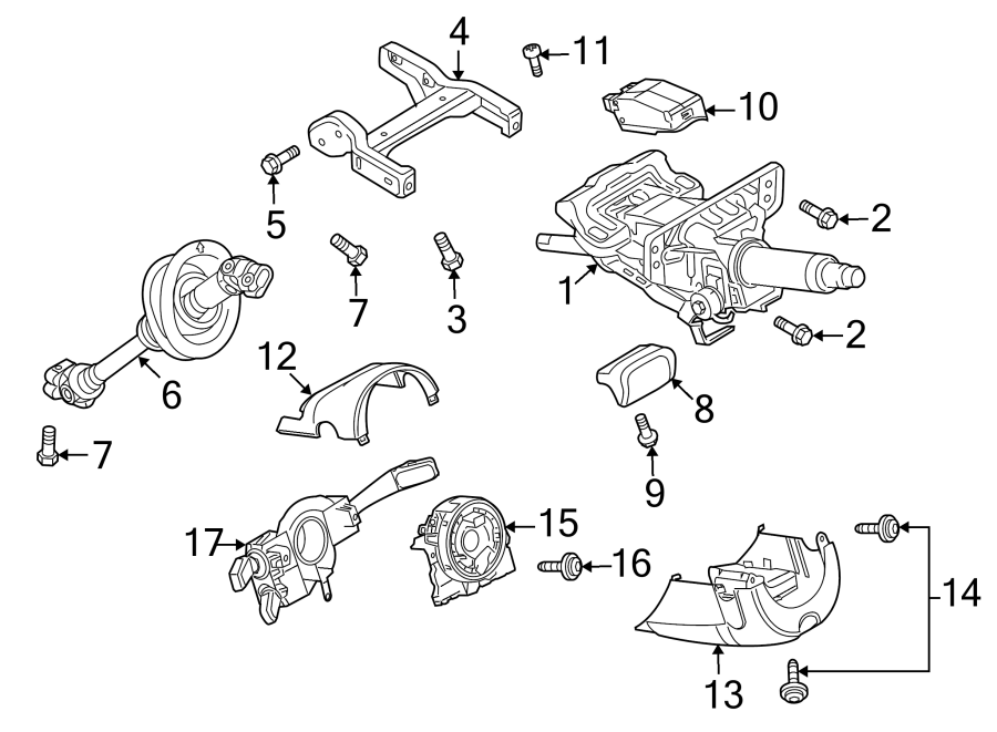 SHROUD. STEERING COLUMN ASSEMBLY. SWITCHES & LEVERS.