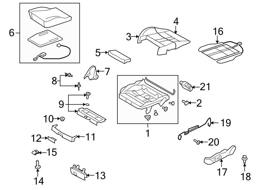 SEATS & TRACKS. FRONT SEAT COMPONENTS.