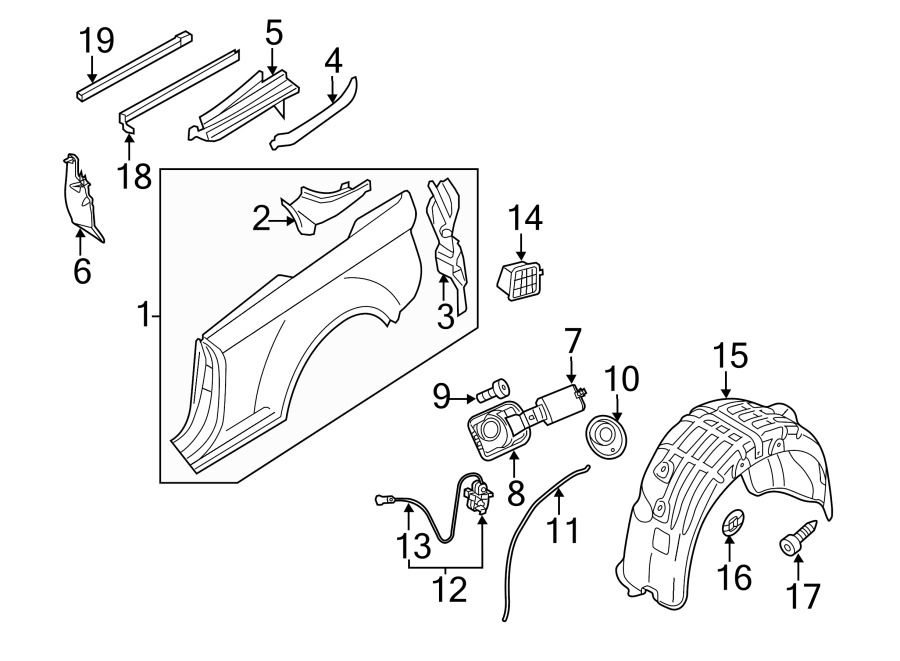 EXTERIOR TRIM. QUARTER PANEL & COMPONENTS.