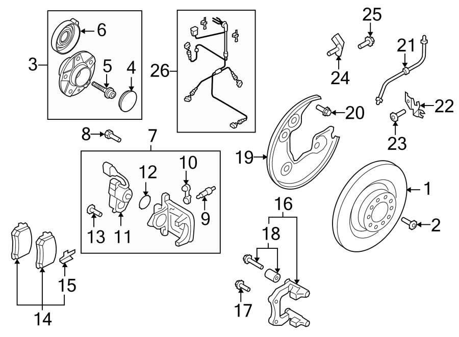 REAR SUSPENSION. BRAKE COMPONENTS.