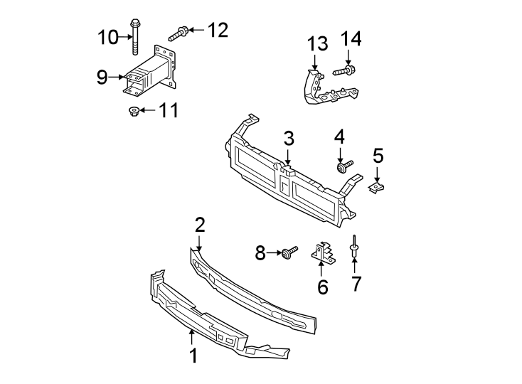 Front bumper & grille. Bumper & components.