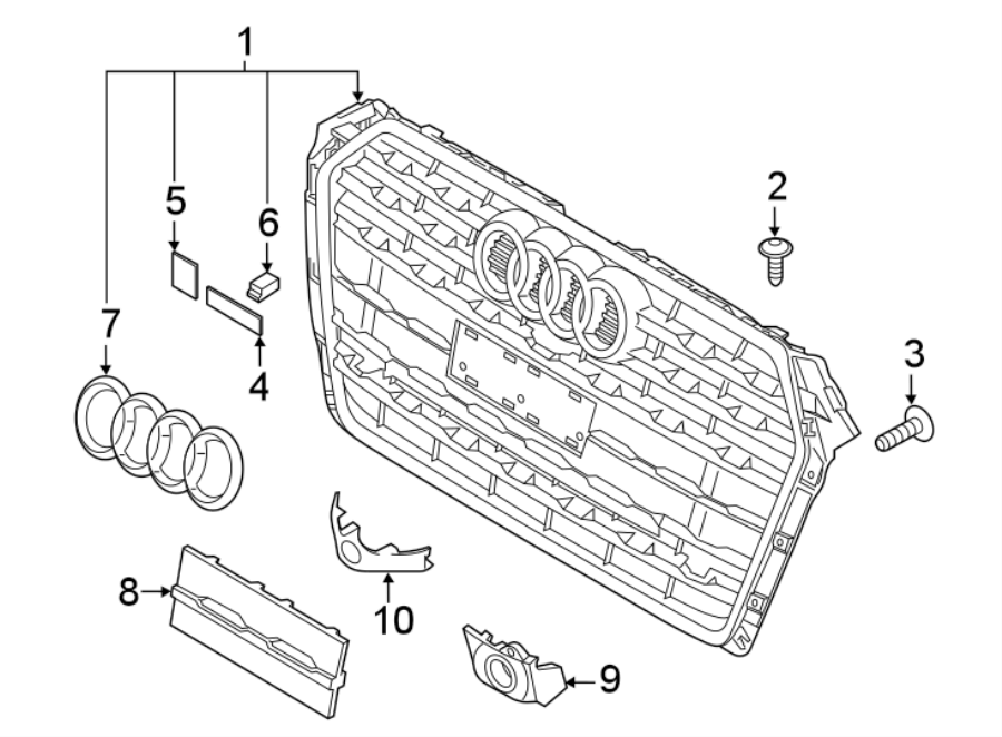 1FRONT BUMPER & GRILLE. GRILLE & COMPONENTS.https://images.simplepart.com/images/parts/motor/fullsize/1346015.png