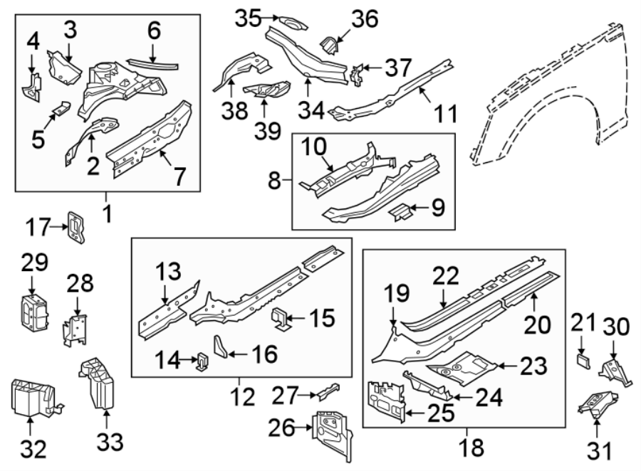 27Fender. Structural components & rails.https://images.simplepart.com/images/parts/motor/fullsize/1346170.png