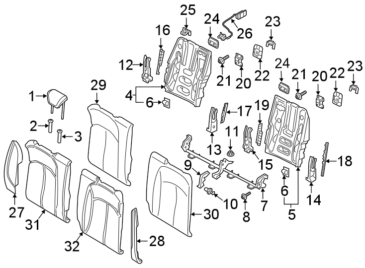 SEATS & TRACKS. REAR SEAT COMPONENTS.